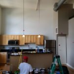 Interior painting kitchen with high ceiling